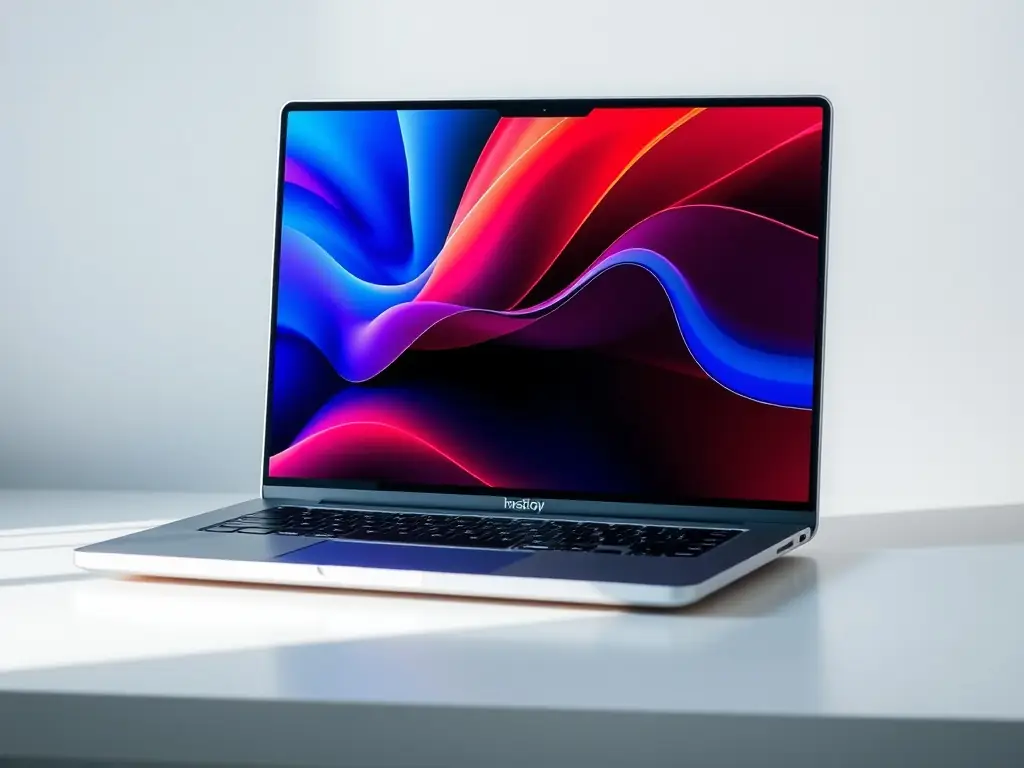 A close-up of the Dell Inspiron 15's high-resolution display, showcasing its vibrant colors, sharp details, and wide viewing angles, set against a neutral background to emphasize its visual quality.